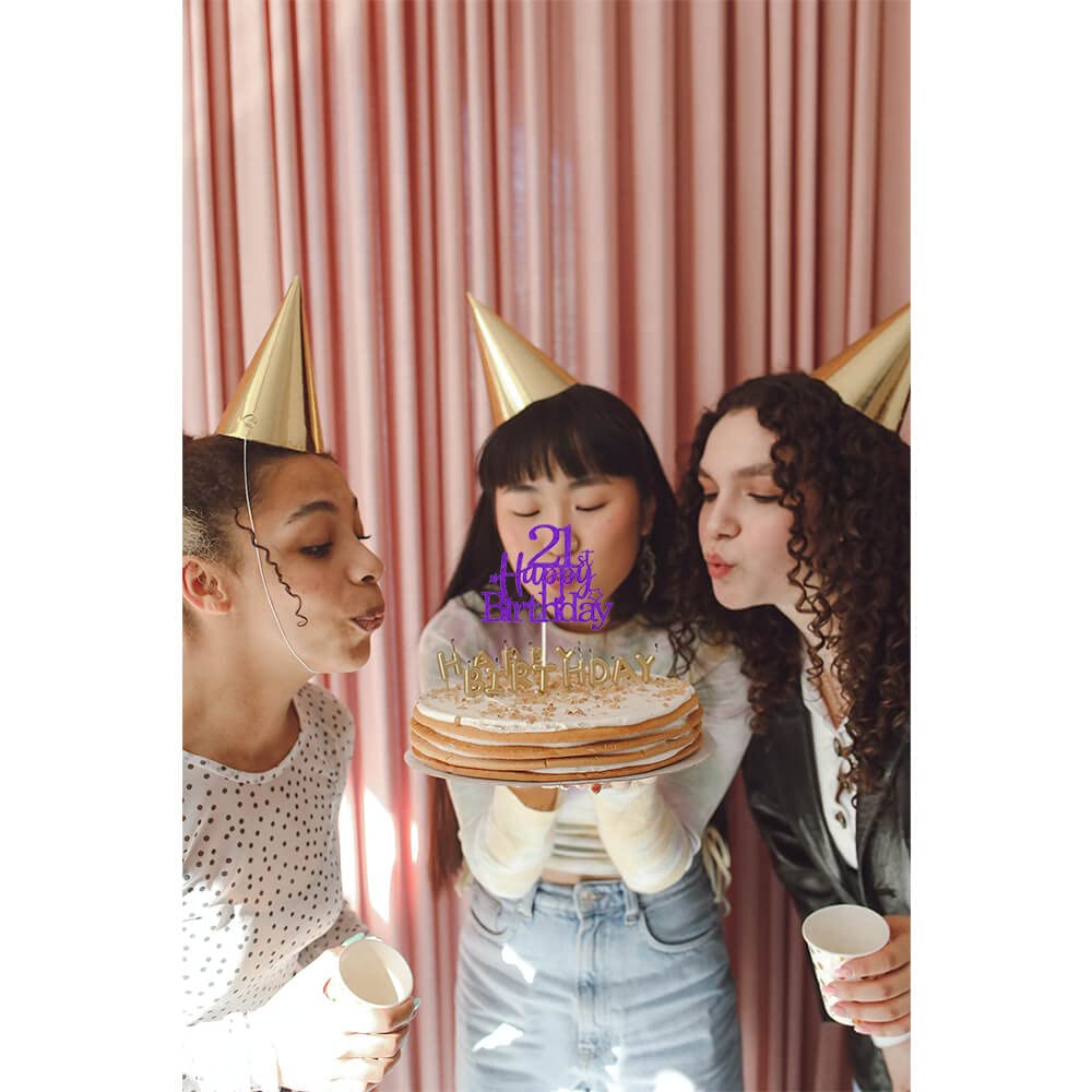 Pargleev Glittery 21st Birthday Cake Topper, Purple Silver, Personalised with Star, Model hbcp-zycp21-221027