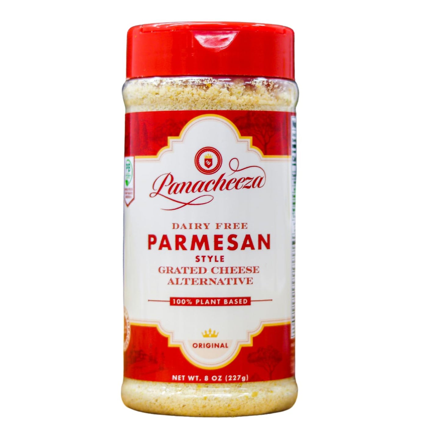 Panacheeza Plant Based Grated Parmesan - Vegan, Bold Flavor for Pastas, Pizzas & Salads - 8oz Shelf Stable