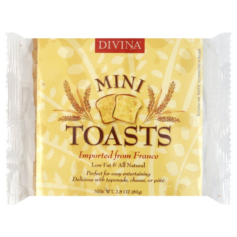Divina Mini Toasts, White, 2.8-Ounce Packages (Pack of 24)