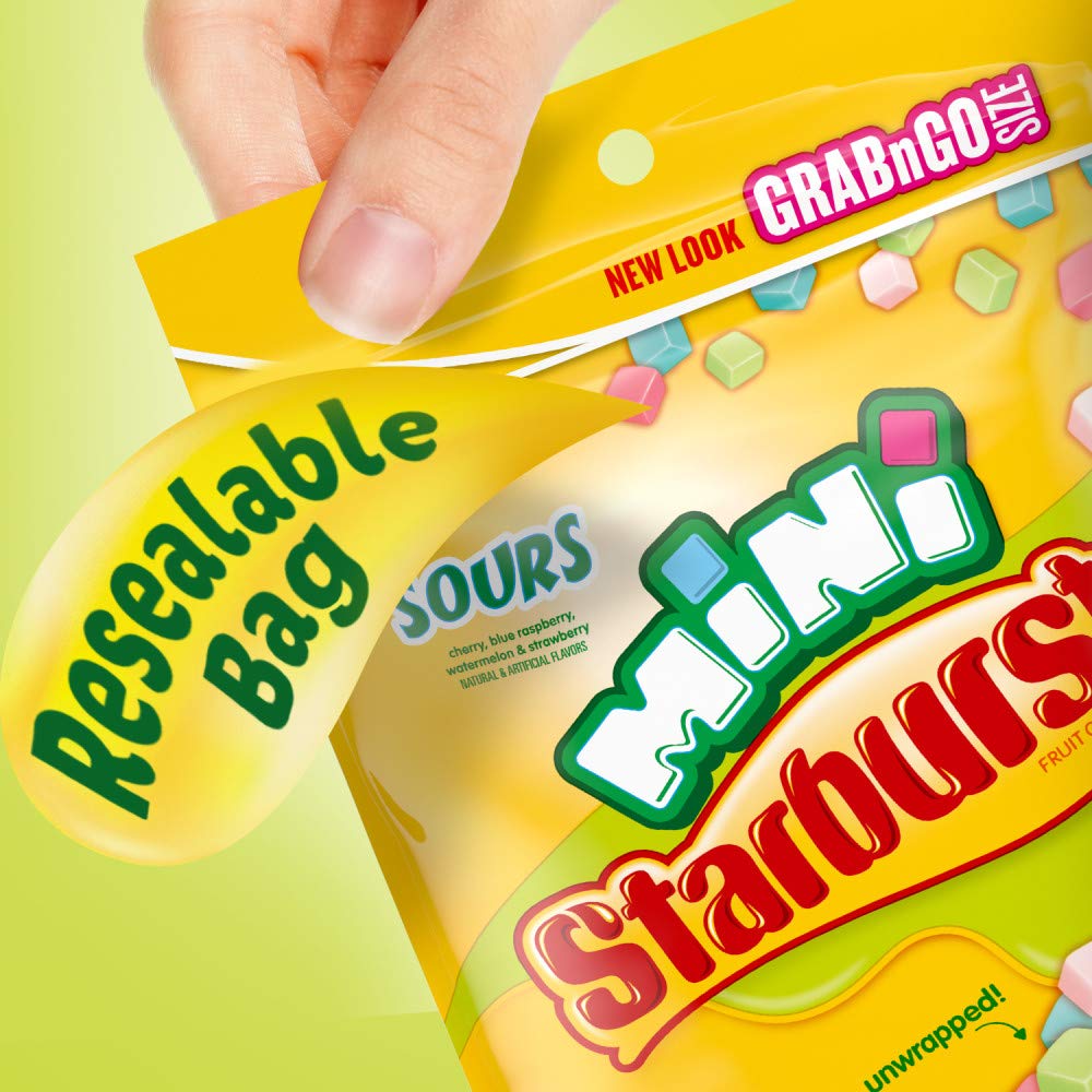 STARBURST Fruit Chews Candy - Minis Sours, 8oz (Pack of 8) - Delicious Mini Candy, Sour Candy Bulk
