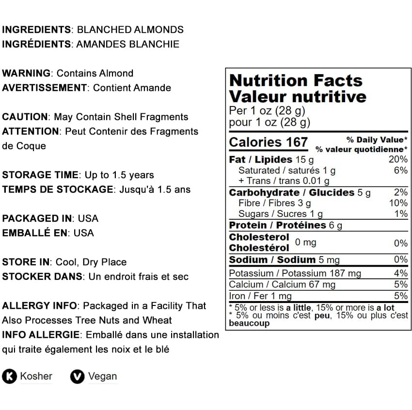 Food To Live Blanched Sliced Almonds, 18 Pounds - Thinly Sliced Raw Blanched Almonds, Vegan, Keto, Kosher, Bulk. High In Vitamin