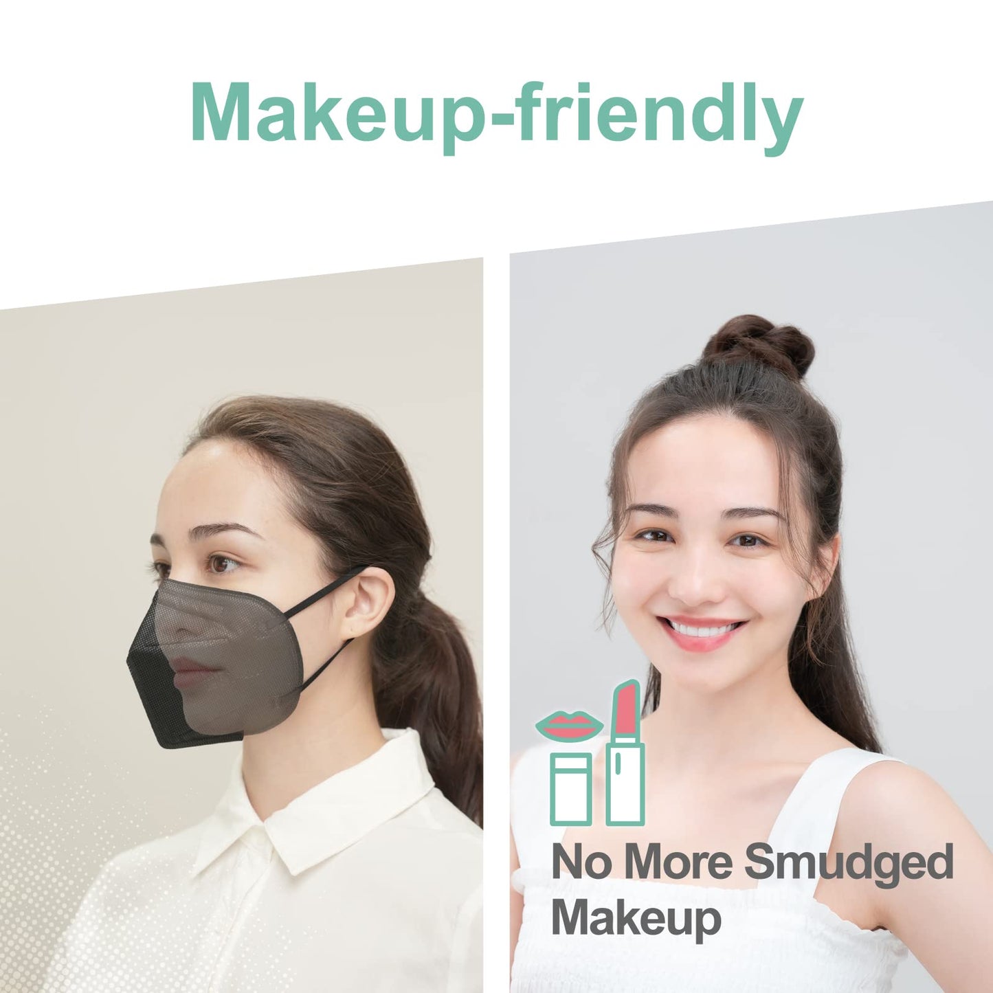 Medtecs KN95 Face Masks - 50 Count, Black, 5 Ply Protection, Extra Wide Ear Loops, ? 95% Filtration Efficiency, Mask Extender Included