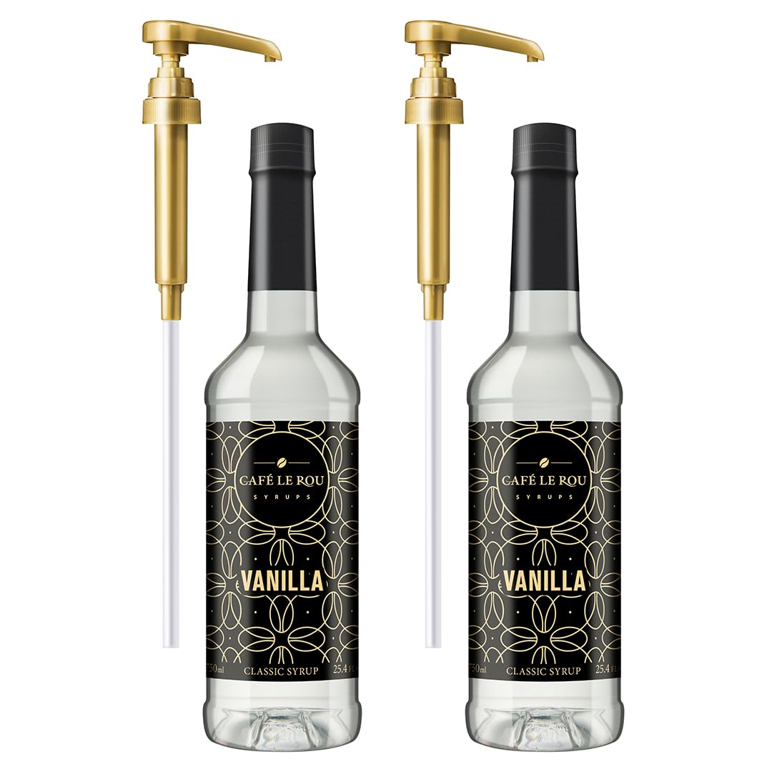 Café Le Rou Vanilla Coffee Syrup - 25.4oz Flavoring Syrup (Pack of 2)