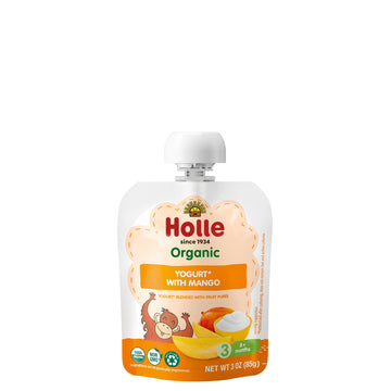 Holle Baby Yogurt Pouches - Organic Yogurt Pouch Blended with Mango Fruit Pur  e - Drinkable Pouches for Kids & Babies 8 Months 