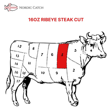 Nordic Catch - 16Oz Grade A5 Japanese Wagyu Beef, Ribeye Steak Without Bone, Always Fresh Thick Cut, 1 Pound Skin-Packed 100% Au