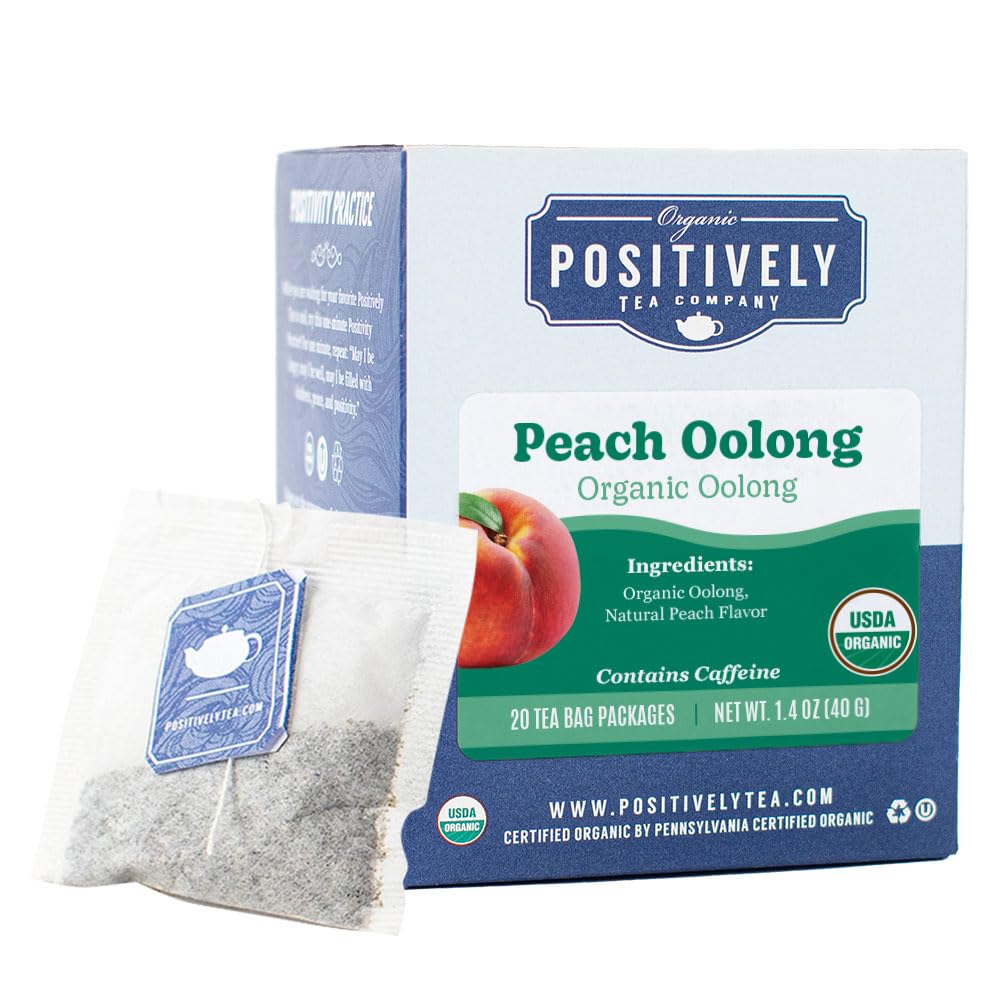 Organic Positively Tea Company, Peach Oolong Tea Bags, 20 Count