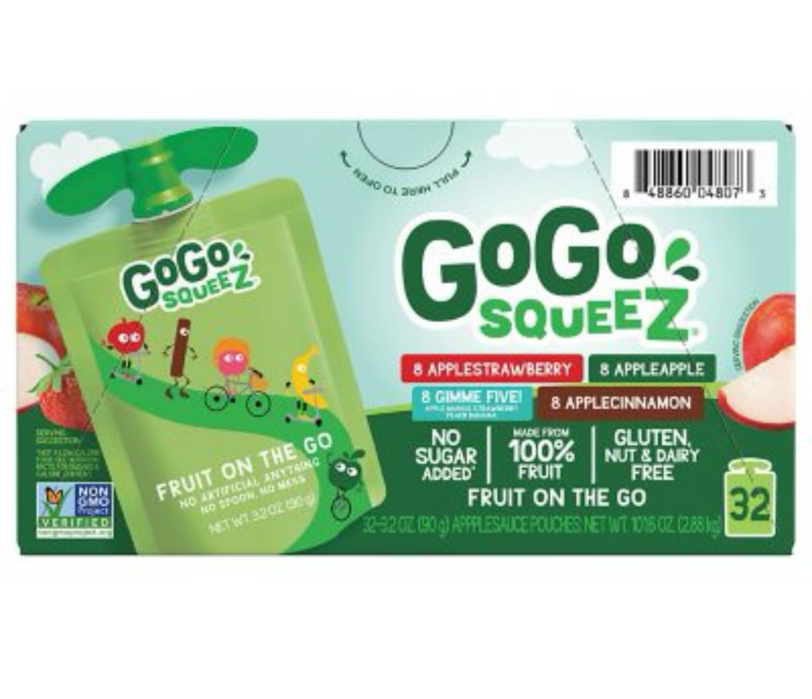 Gogo Squeez Applesauce, Apple, Cinnamon, Strawberry And Gimme Five (3.2 Oz., 32 Ct.)