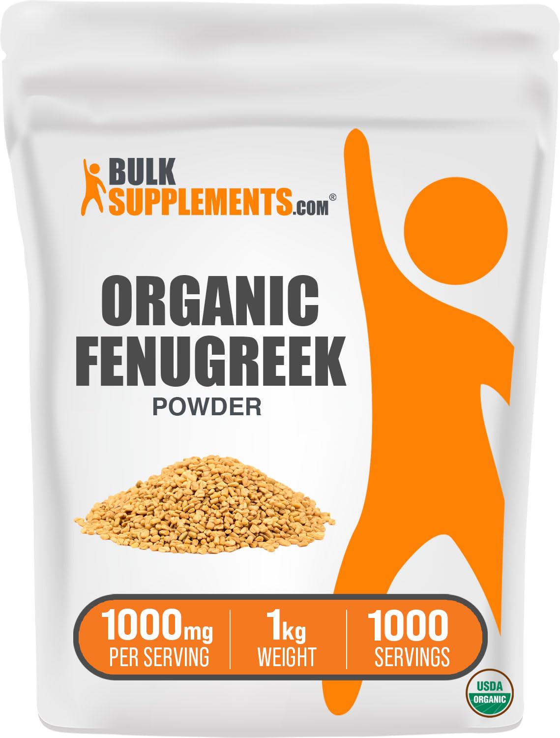 BulkSupplements Organic Fenugreek Powder, 1g per Serving, 2.20 lbs (1kg), Gluten Free