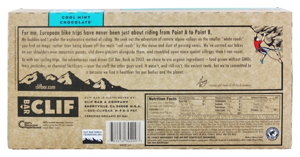 Clif Bar Energy Bar - Cool Mint Chocolate 12 Bar(S)