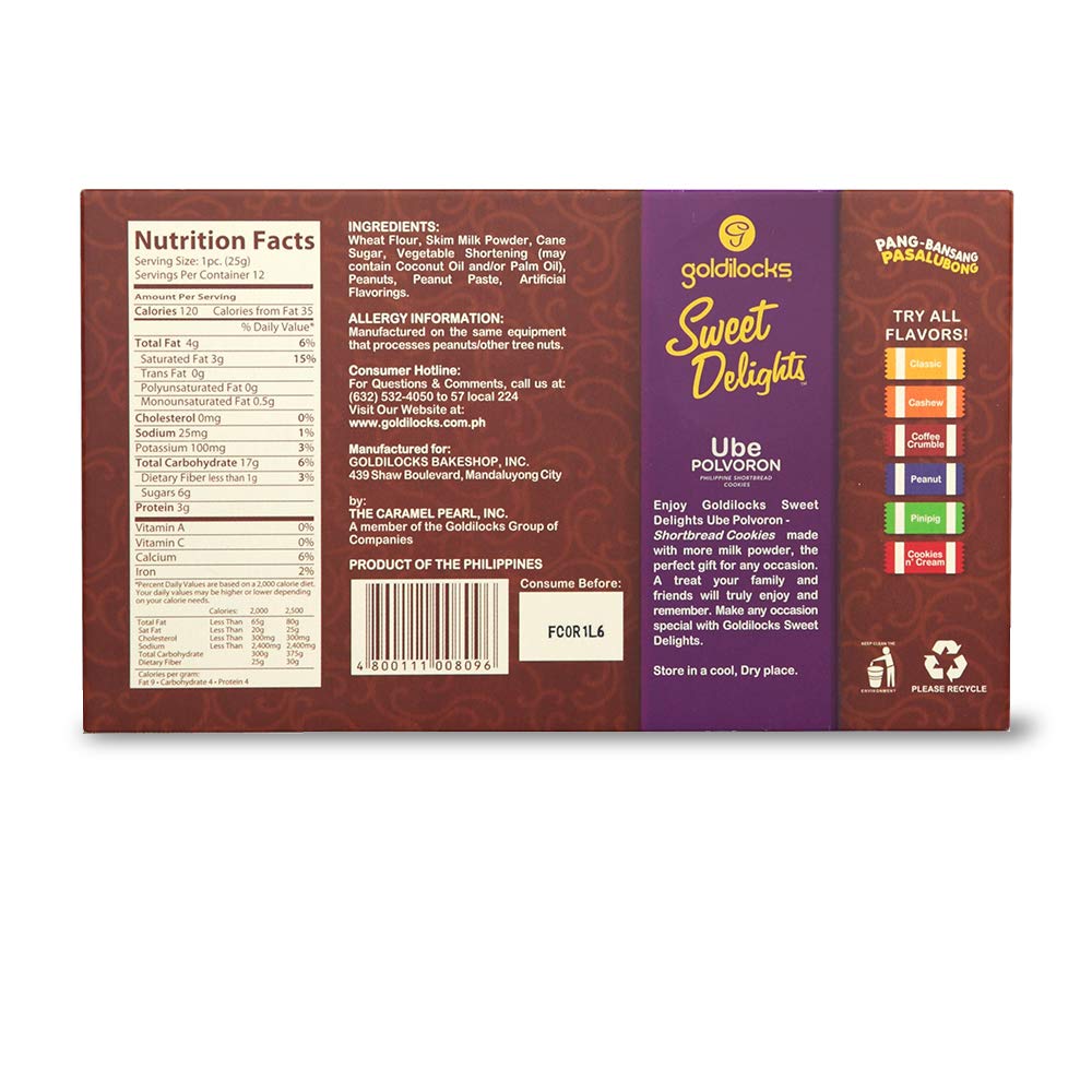 Goldilocks Sweet Delights Ube Polvoron 10.60 Oz (300G) 2 Pack