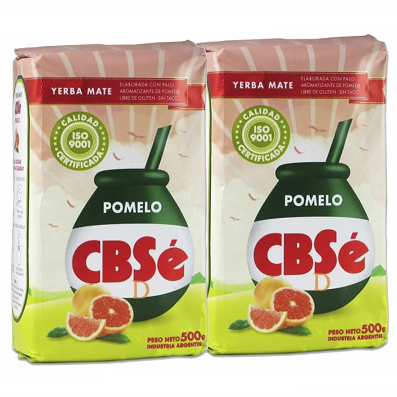 YERBA MATE CBSE GRAPEFRUIT FLAVOR - SABOR POMELO 500 GR/1.1 LB (2 PACK)