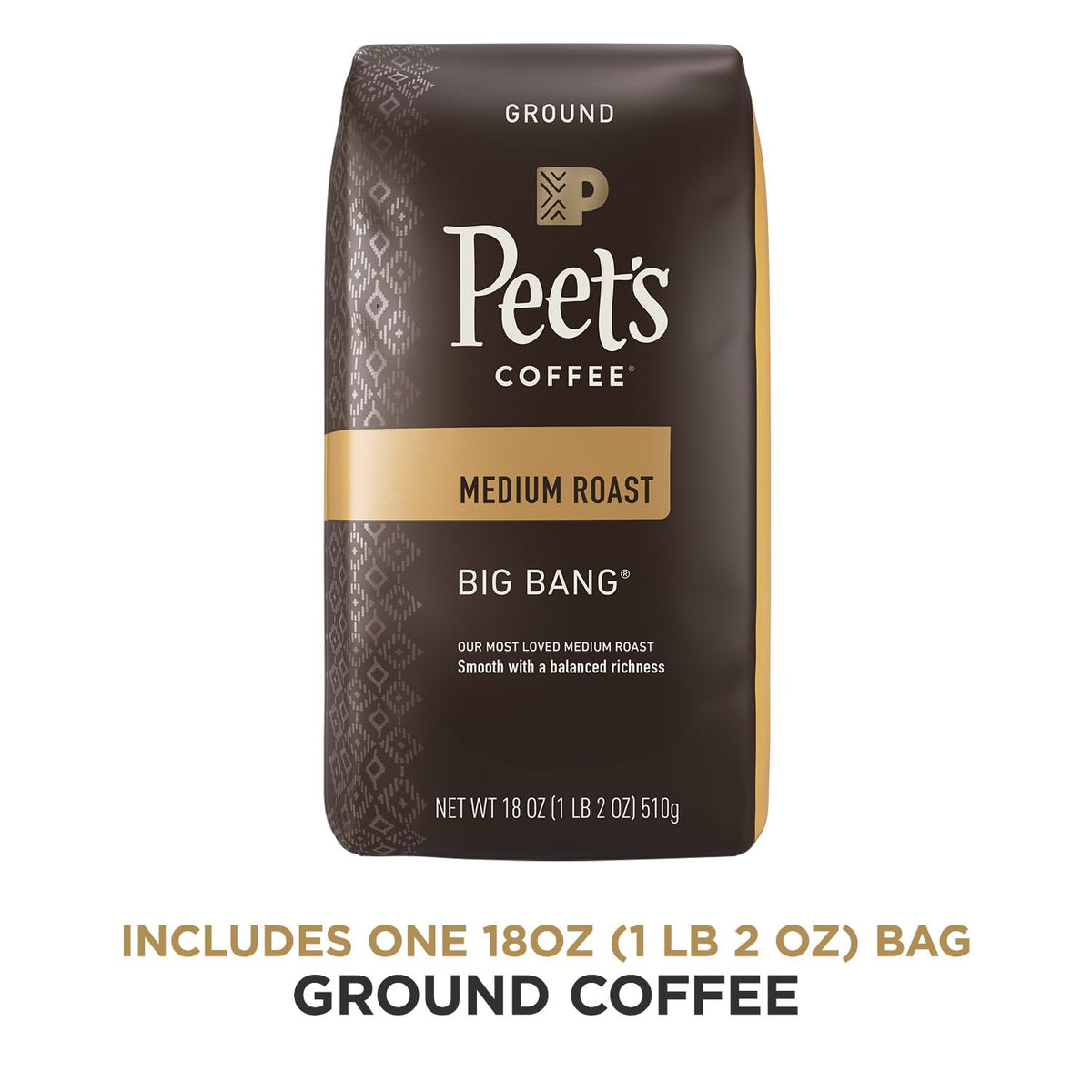 Peets Coffee Medium Roast Ground Coffee 18 Ounce Bag Big Bang