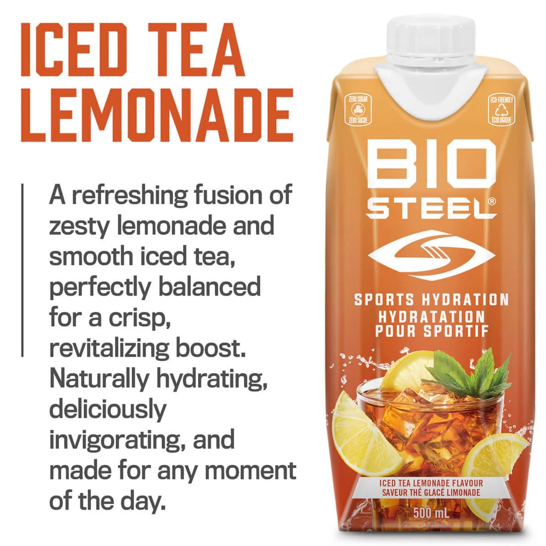 BIOSTEEL Sports Drink, Iced Tea Lemonade Flavor, 5 Essential Electrolytes, 16.7 Fl Oz, 12-Pack, Model 883309135228