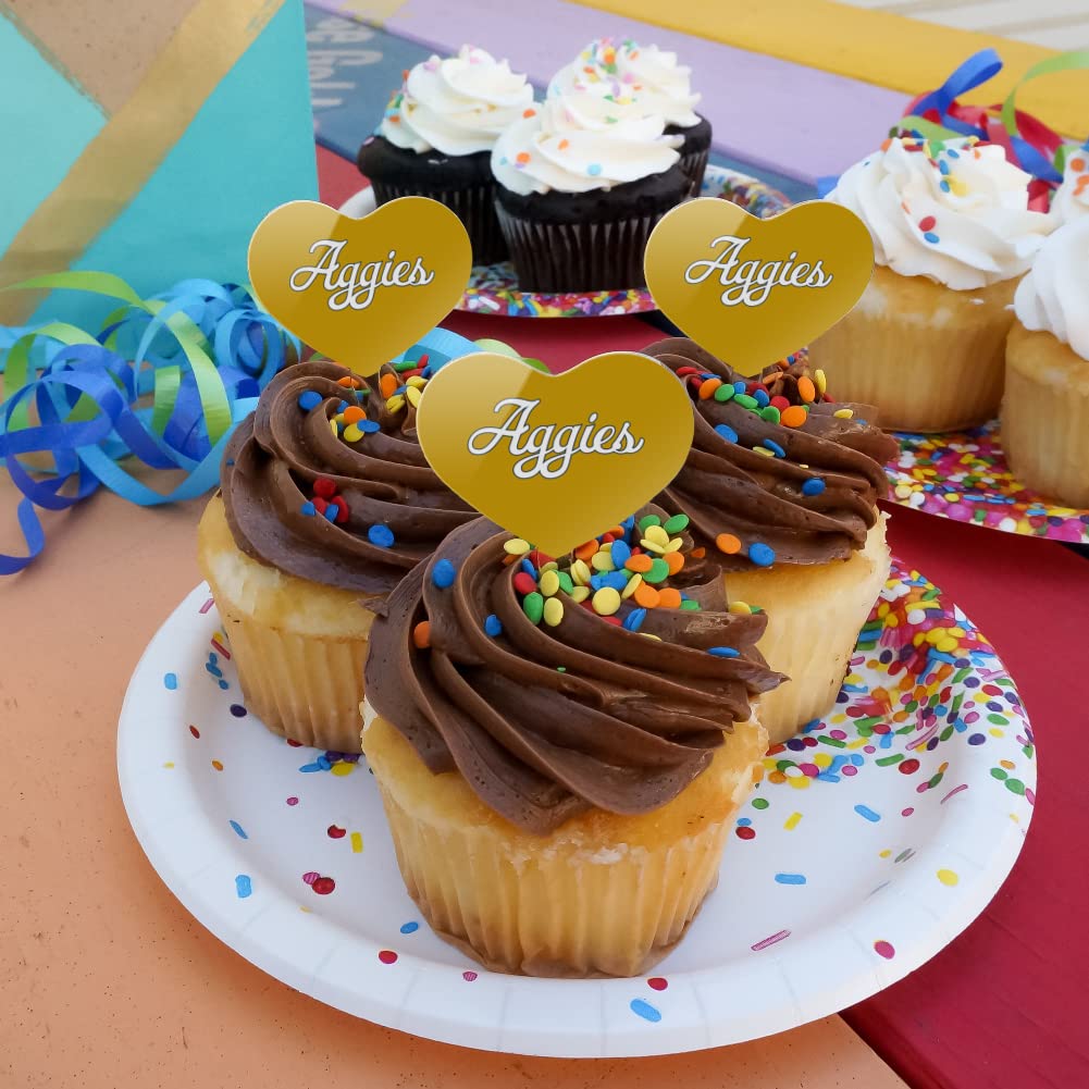 GRAPHICS & MORE Cupcake Picks Set of 6, Acrylic, UC Davis Secondary Logo Heart, One Size