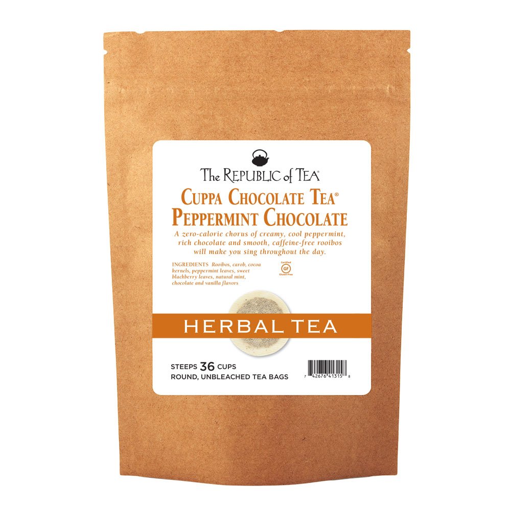 The Republic Of Tea - Peppermint Cuppa Chocolate Tea Bags Refill  Low-Energy Blend  36 Servings