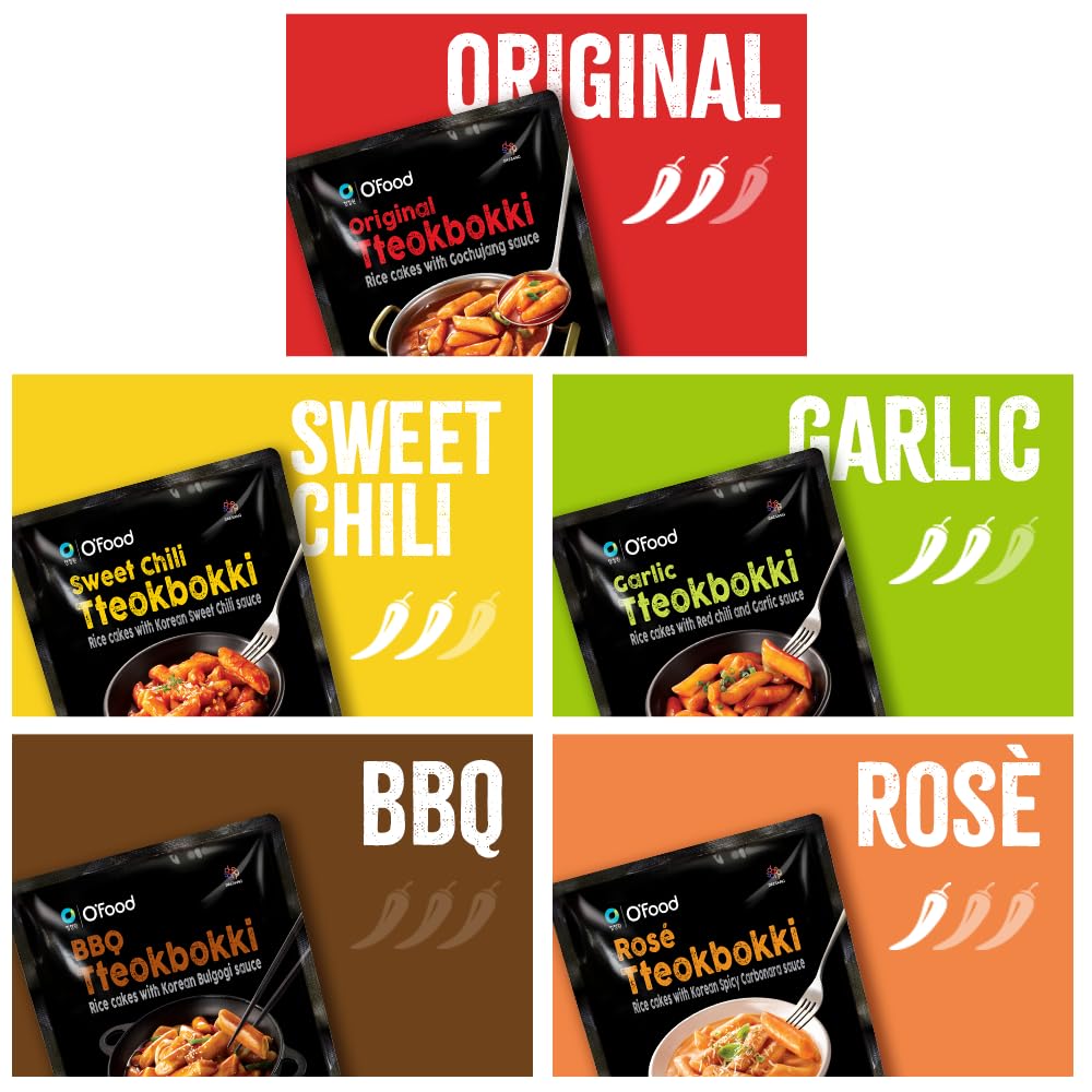 O’Food Garlic Tteokbokki - Gluten-Free Korean Rice Cakes, Ready to Eat, Pack of 1, Authentic Spicy Snack