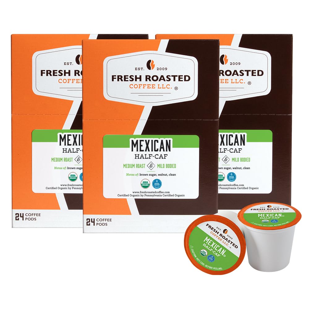 Fresh Roasted Coffee Organic Half-Caf K-Cup Compatible 72 Pods