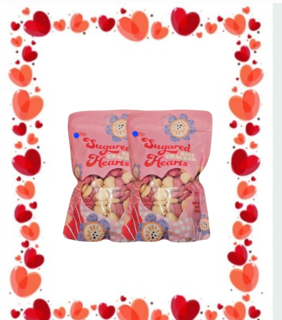 Sugared Rice Cracker Valentines Hearts