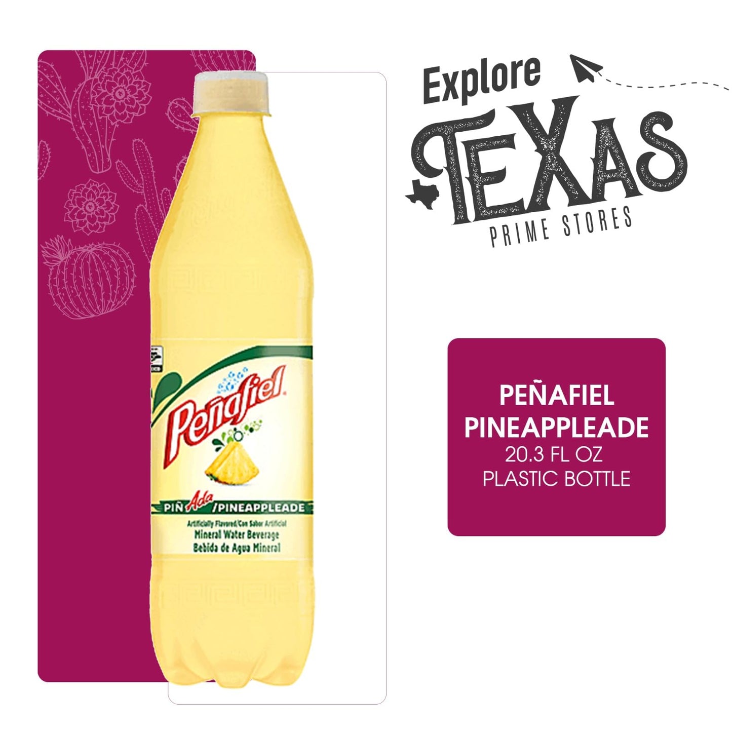 Unique Outlet Pineappleade Mineral Spring Water, 12 Pack, 20.3 fl oz Plastic Bottles, Imported from Mexico