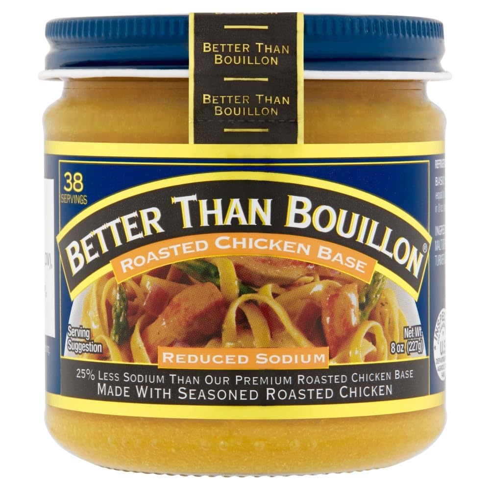 Better Than Bouillon Reduced Sodium Base Variety Pack, 3 Jars, 8 Ounce (Roasted Chicken, Seasoned Vegetable, Roasted Beef)