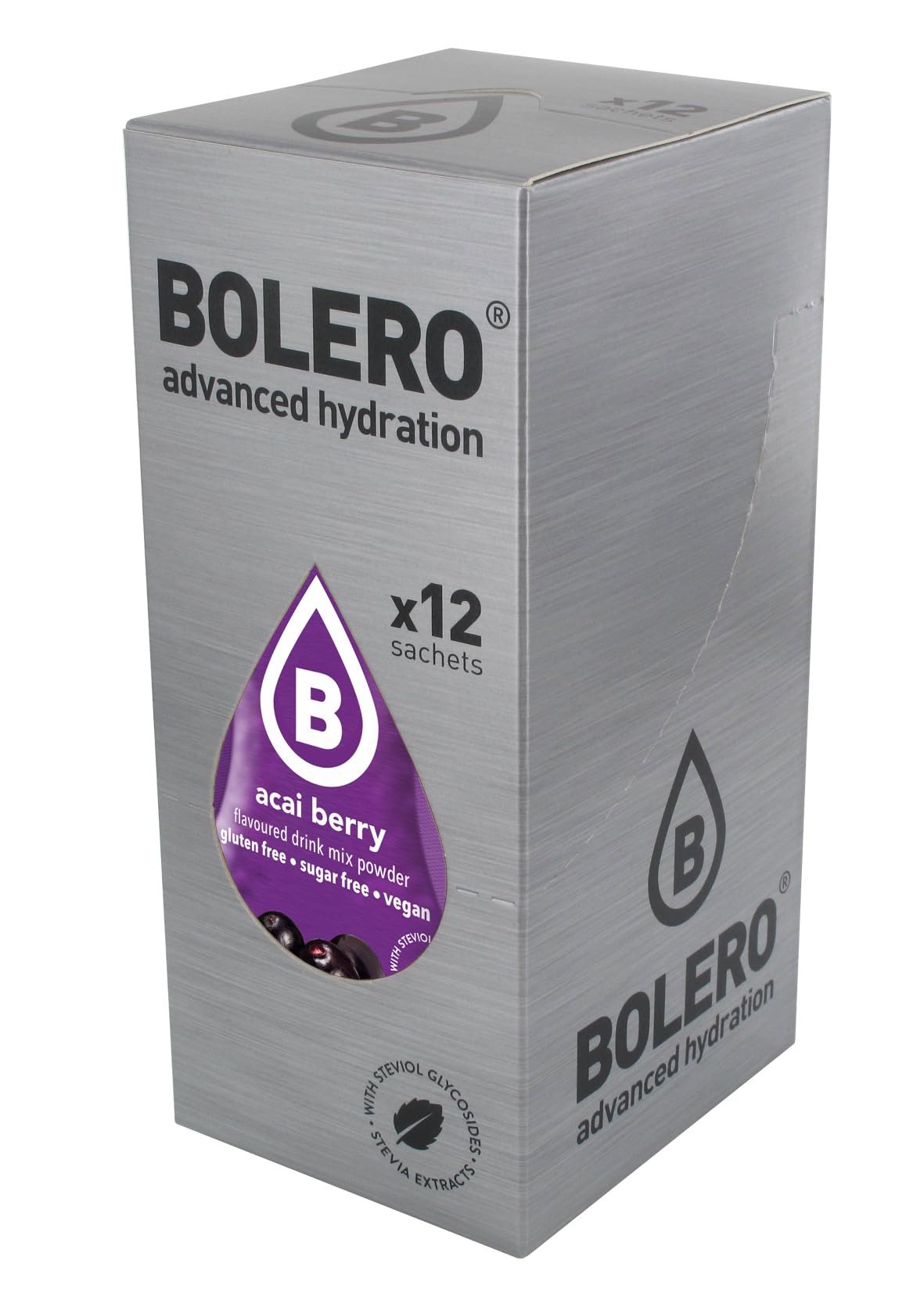 BOLERO Sugar Free Drink Mix Packets Acai Berry Flavor, Pack of 12, Model FID56819