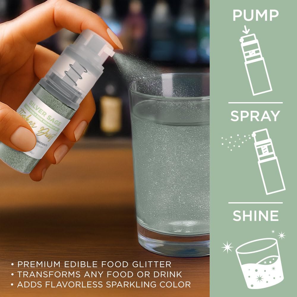 Bakell Edible Glitter - Silver Sage Tinker Dust, 4g Mini Spray Pump