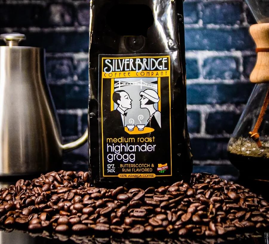 Silver Bridge Coffee Flavored Ground Coffee, Highlander Grogg, Butterscotch & Sweet spirit-inspired flavor, 12oz