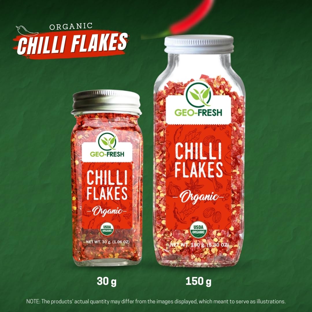 Geo-Fresh Organic Chilli Flakes 150G - Usda Certified