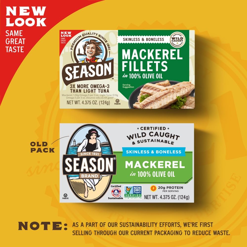 Season Brand Mackerels - Fillets - In Olive Oil - 4.375 Oz - Case Of 12