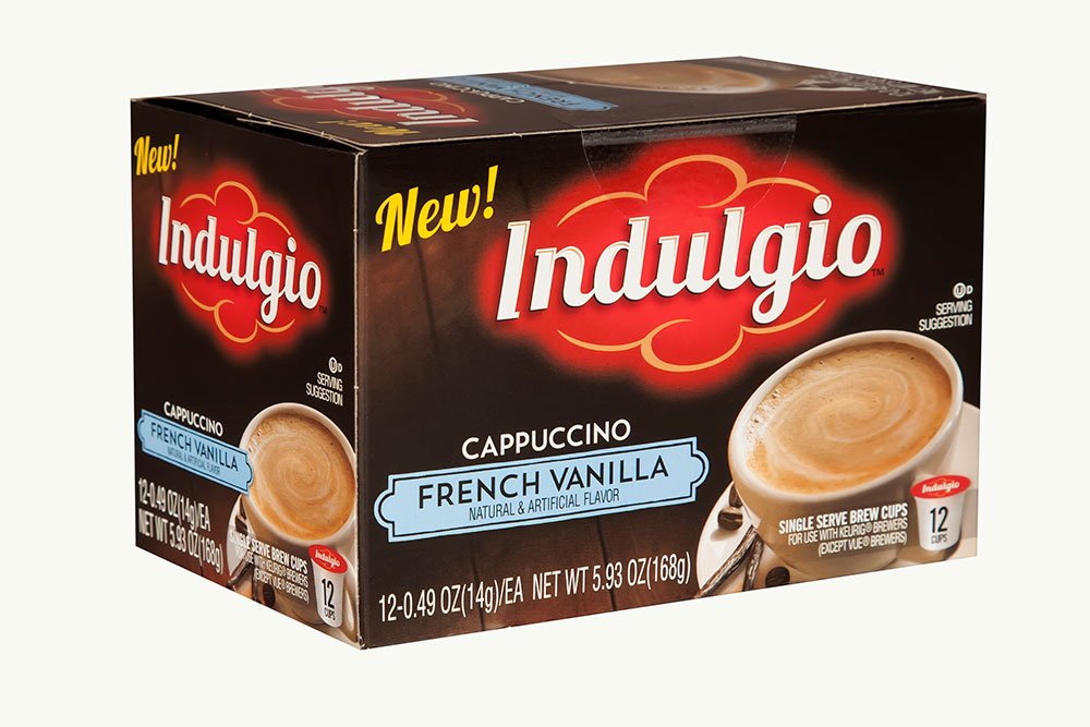 Indulgio French Vanilla Cappuccino Single Serve Pods for Keurig, 12 Count (Pack of 6), Compatible with 2.0 Keurig Brewers
