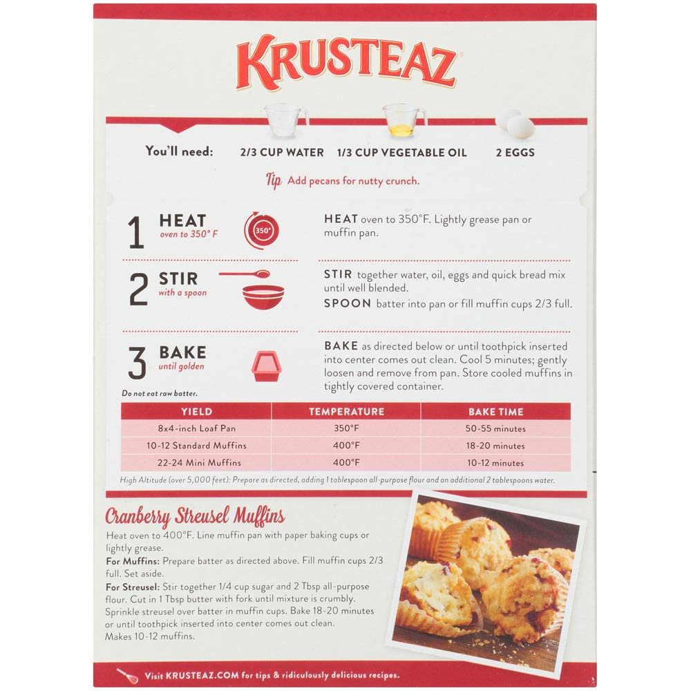 Krusteaz Cranberry Orange Quick Bread Mix, 18.6 Oz