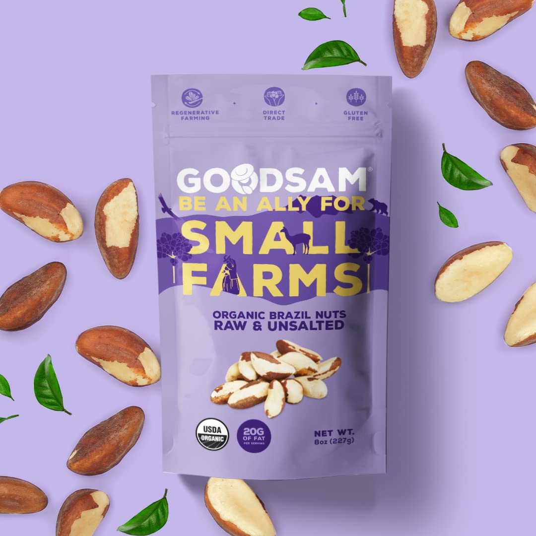 GoodSAM Organic Raw Brazil Nuts 0.5lb  Unsalted  Gluten Free  Non GMO  Vegan  Keto  Regenerative Farming  Direct Trade