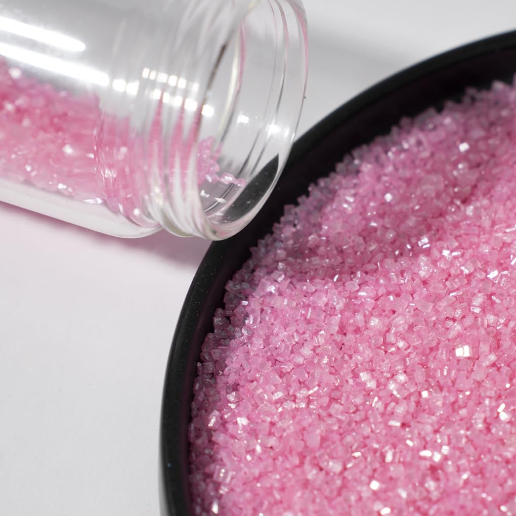 NIPEOR Edible Pink Sanding Sugar Sprinkles 130g for Cake, Cupcake, Cookie & Dessert Decorating