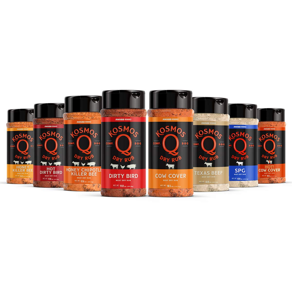 Kosmos Q Bbq Rub Variety Flavors, 8 Piece Assortment