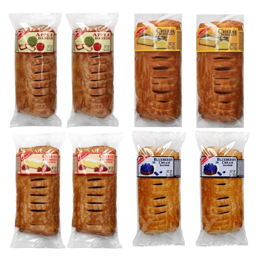The Snack Store Variety Pack - Apple Danish, Cheese Croissant, Berries & Blueberry Cream - Small - 8 Packs