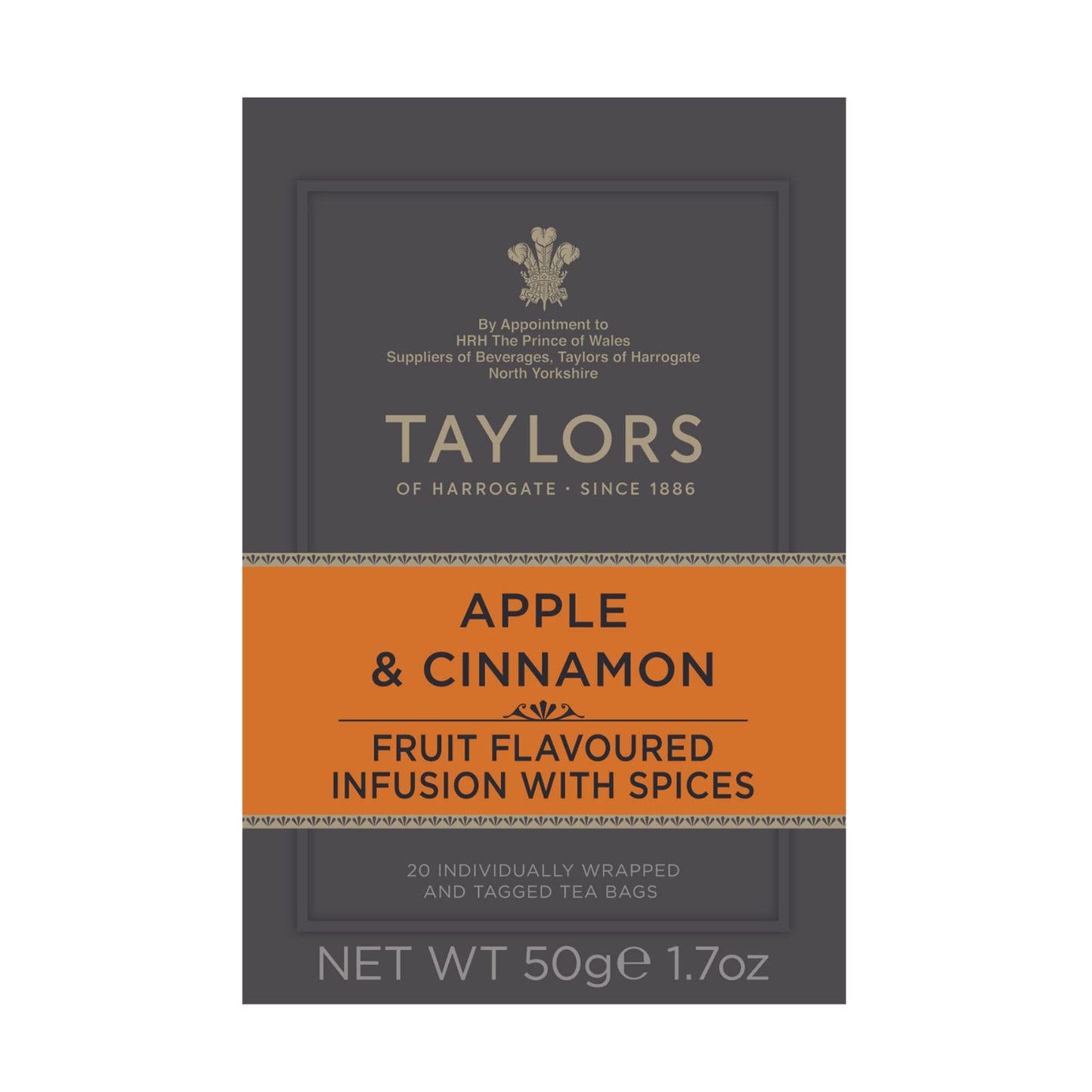 Taylors of Harrogate Herbal Tea, Apple & Cinnamon, 20 Count, Orange, Model 5005GL