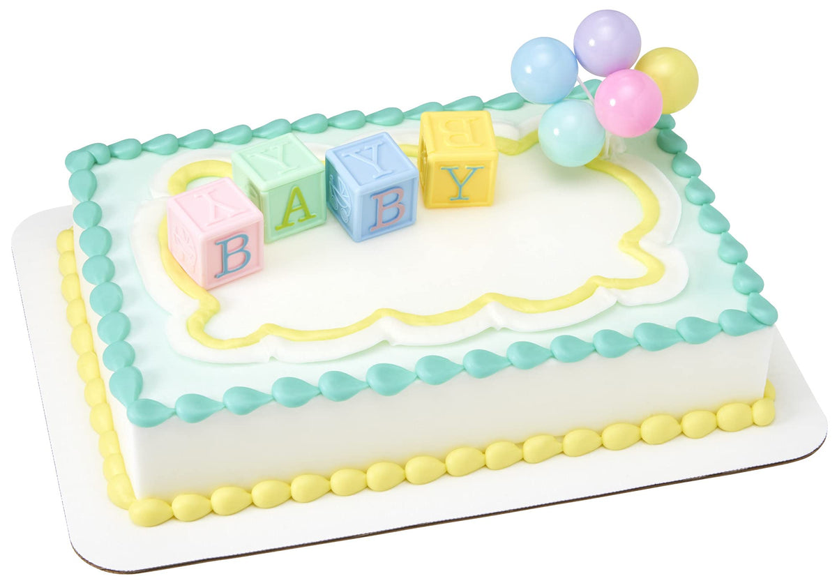 Decopac B-A-B-Y Blocks Decoset Cake Decoration Blue, Pink, Yellow, Approximately 5'' High
