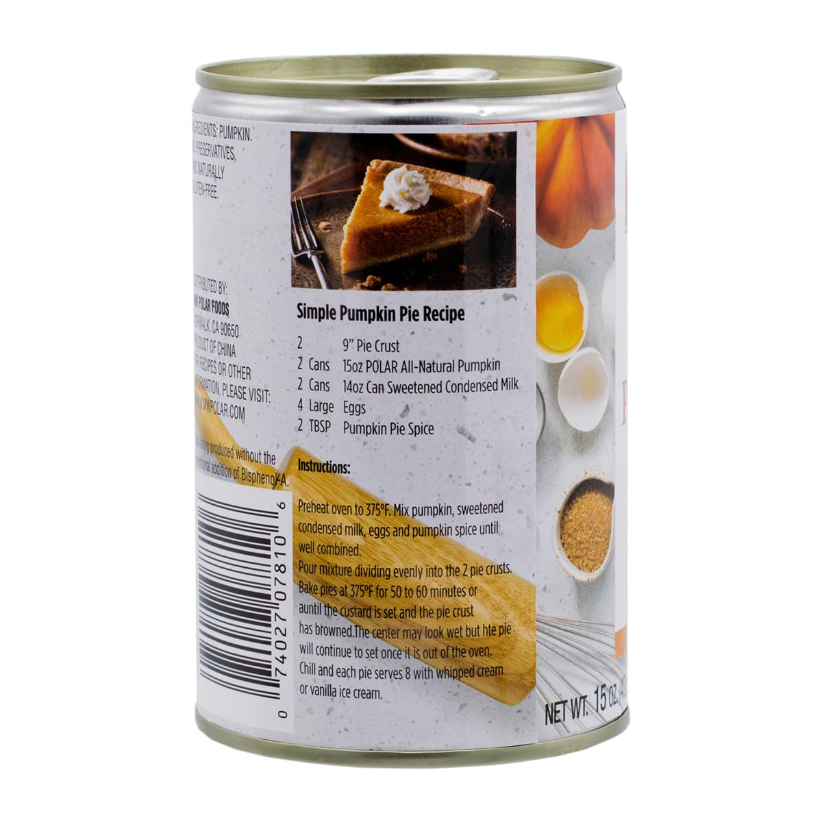 MW Polar All Natural Pumpkin, 15 Ounce (Pack of 12)