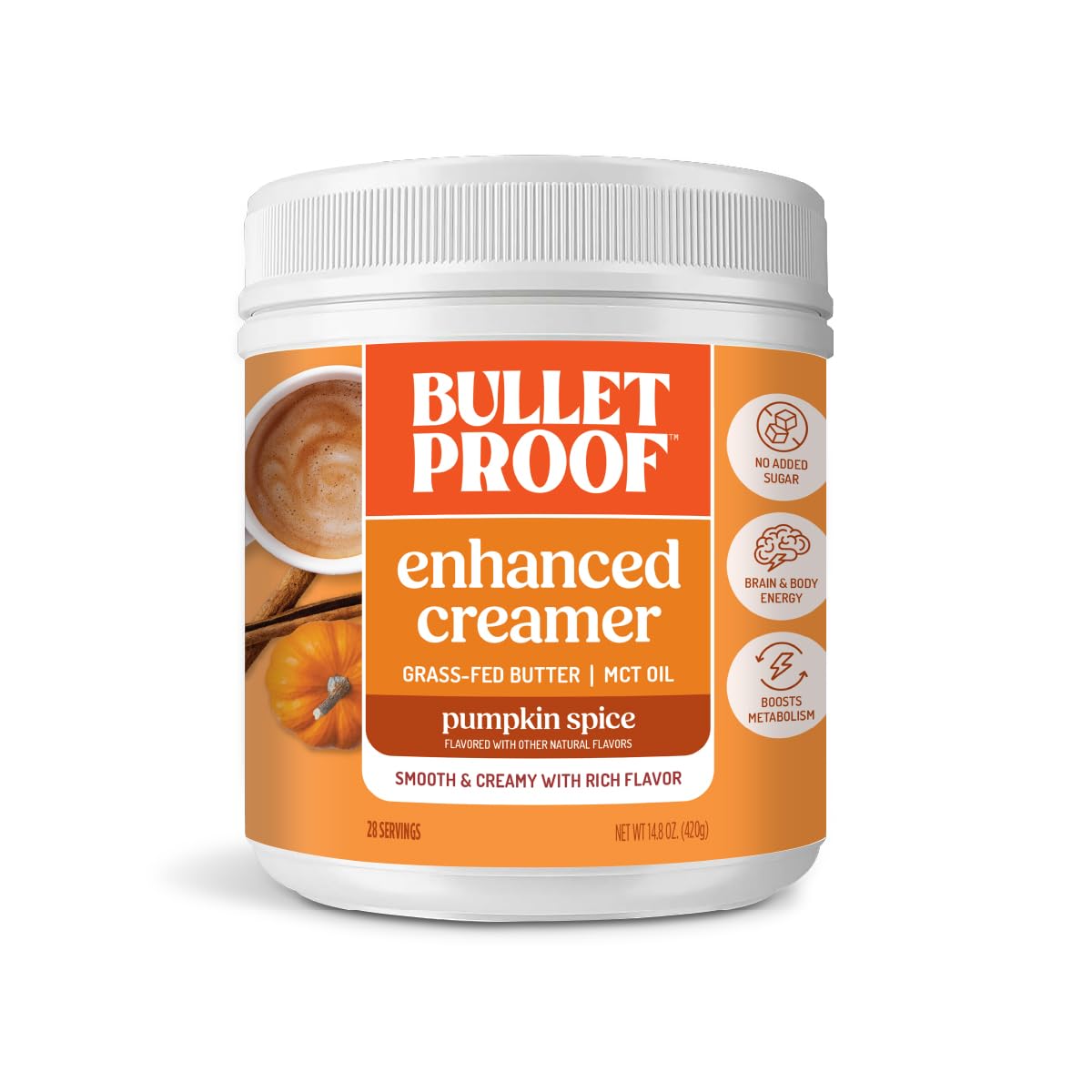 Bulletproof Pumpkin Spice Creamer, Keto Coffee Creamer with MCT Oil, 14.8 Ounces