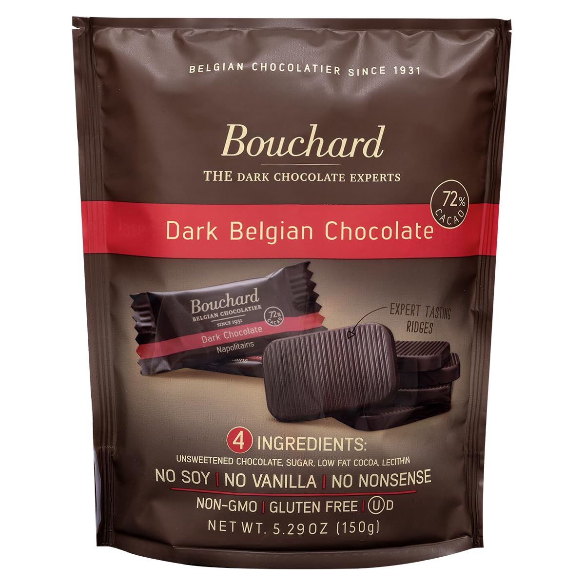 Bouchard Enhanced Belgian Dark Chocolate With 72% Cacao (5.29 Oz / 150G)