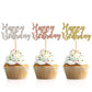 Donoter 48 Pcs Glitter Happy Birthday Cupcake Toppers Cake Picks For Birthday Party Decoration Supplies