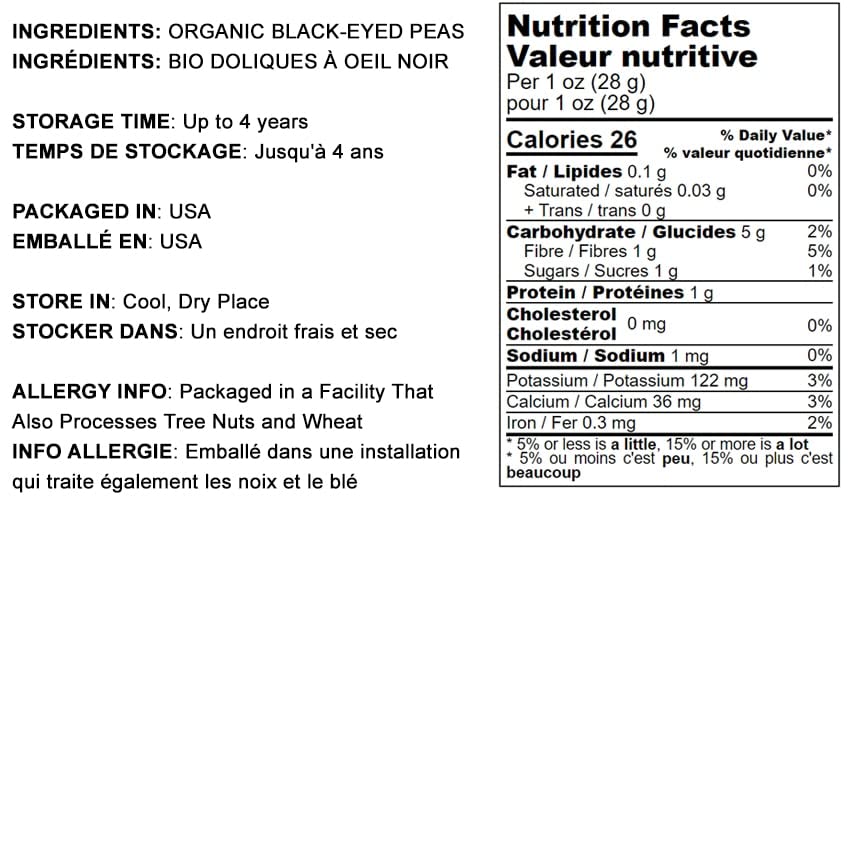 Food To Live Organic Black-Eyed Peas, 5 Pounds – Raw Dried Cow Peas, Non-Gmo, Kosher, Bulk Beans, Product Of The Usa