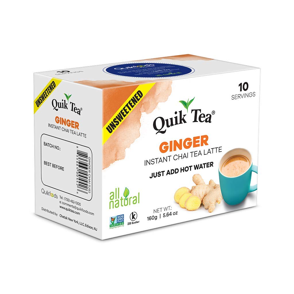 QuikTea 4 Flavors Unsweetened Variety Pack, Cardamom/Masala/Ginger/Lemongrass, 40 Oz