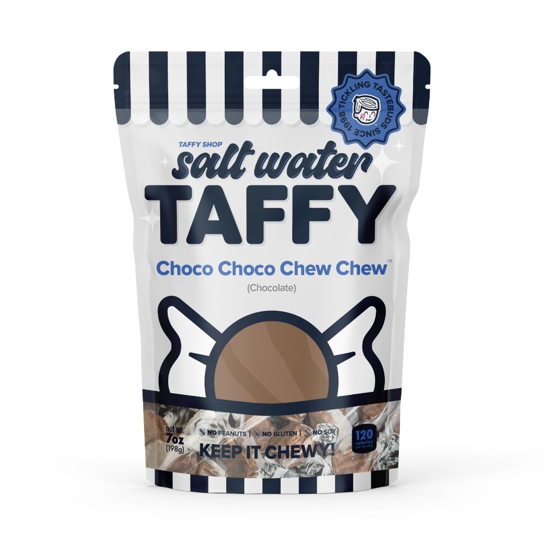 Taffy Shop Choco Choco Chew Chew, Chocolate Salt Water Taffy – Gourmet Soft Chewy Candy, Bulk Sweet Snack, Fresh Gift & Gluten-Free, 30 Individually Wrapped Pieces (7oz)