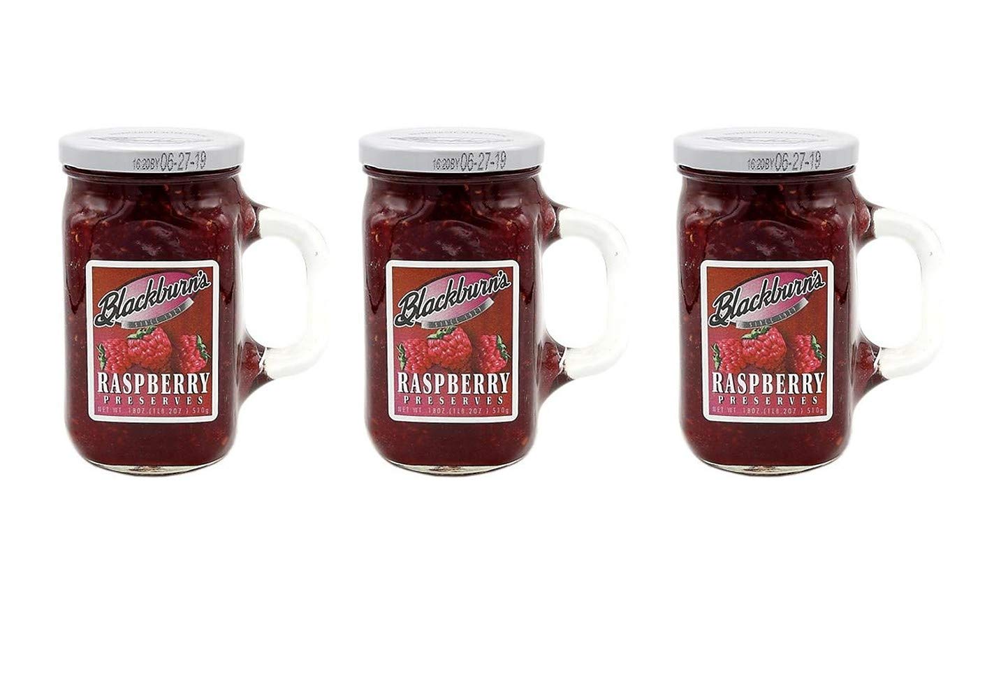 Blackburns Preserves & Jellys 18oz Reusable Handled Glass Mug Jar (Raspberry)