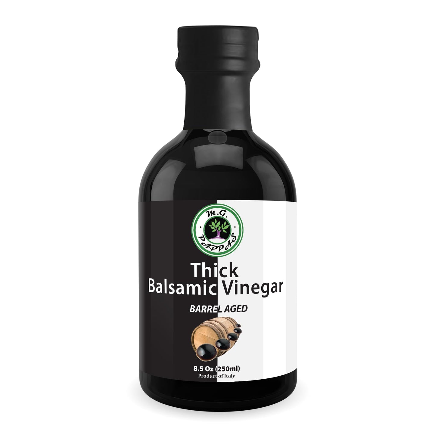 M.G. Pappas Thick Aged Balsamic Vinegar From Italy - Gourmet Balsamic Italian Vinegar - A Great Addition To Vinaigrettes  Salads & Dressings - No Preservatives  No Added Sugar - 8.5 Fl Oz (250Ml)