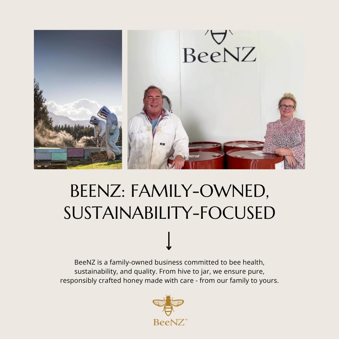 BeeNZ Raw Manuka Honey, Certified UMF 5+ (MGO 83+), Pure New Zealand Monofloral Manuka, Natural Sweetener, Superfood for Daily W