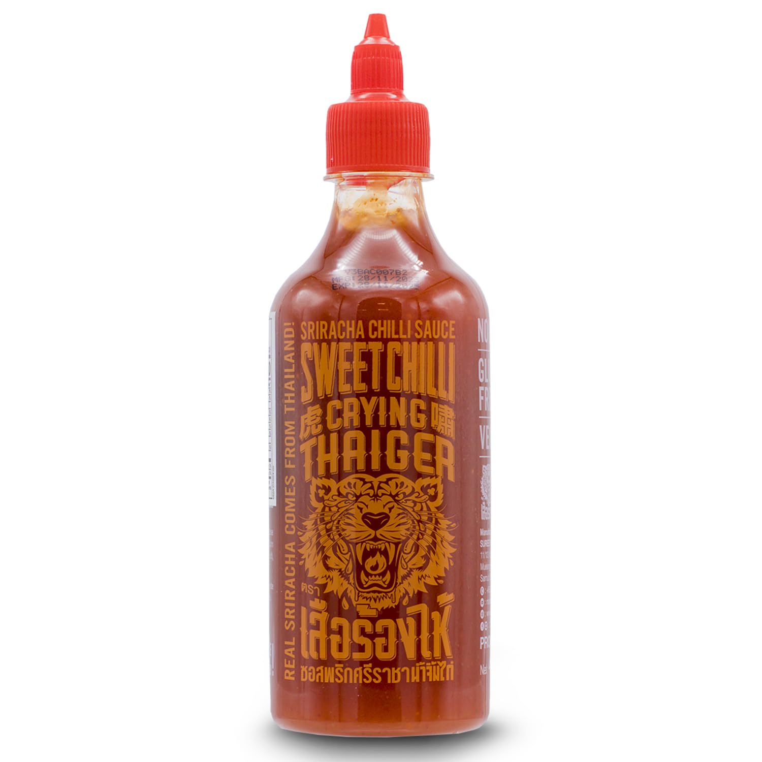 Crying Thaiger Sriracha Sweet Chili Sauce in Squeeze Bottle 18.9 Ounce, Vegan, Gluten Free, Non-GMO, from Thailand (Pack of 1)