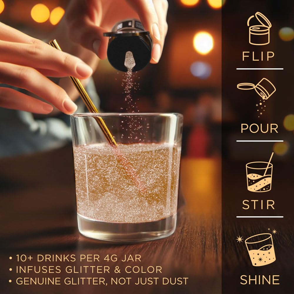 Bakell Brew Glitter Bronze Edible Drink Glitter, 4g Jar for Cocktails & Beverages