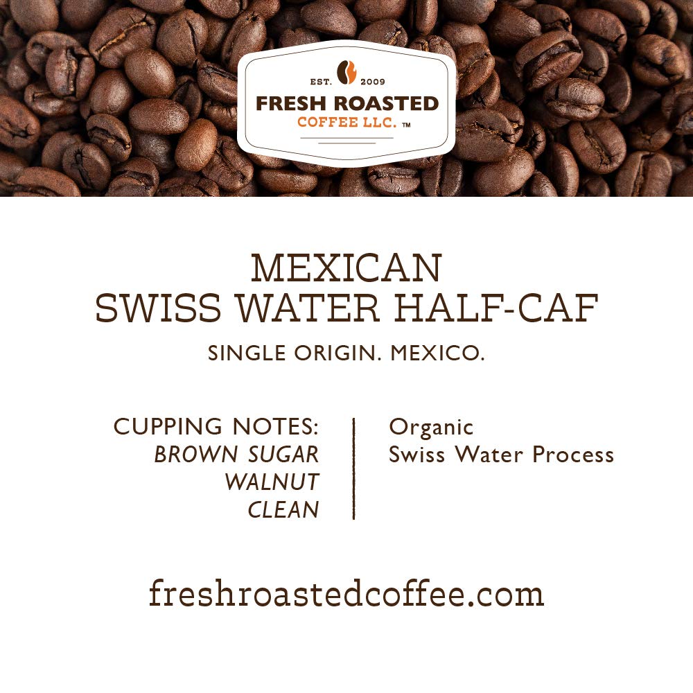 Fresh Roasted Coffee Organic Half-Caf Medium Roast Whole Bean 12 oz